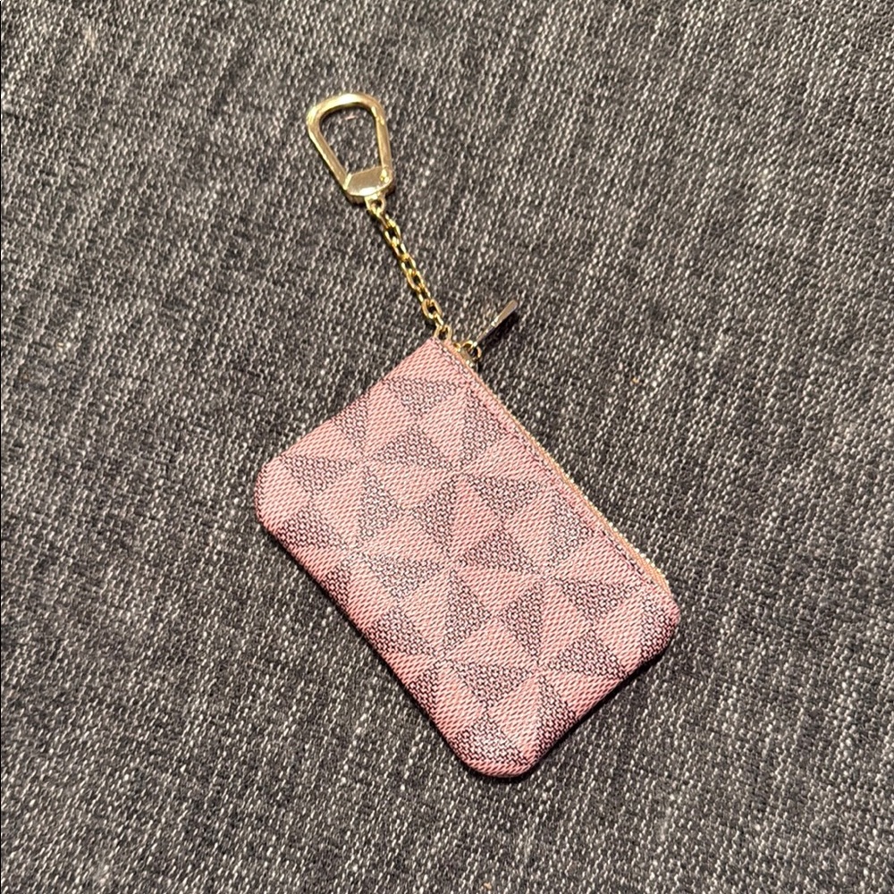 Geometric Pink Keychain Pouch